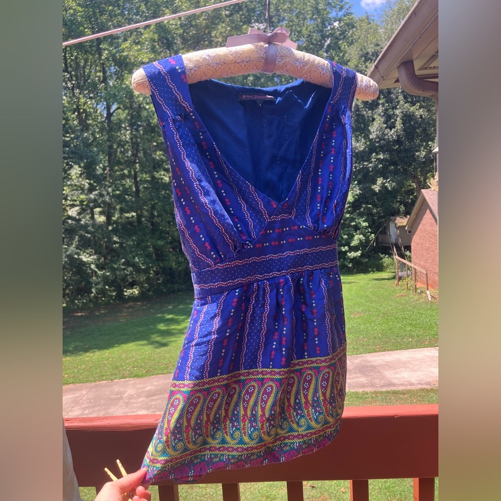 Silk Betsey Johnson Vibrant Blue and Green Top